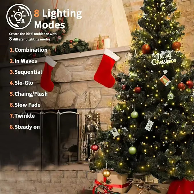 LED Weihnachtsbaum Lichterkette als Wasserfall-Vorhang für Terrasse und Garten, Warmweiß oder Multicolour, USB-Betrieb - Bild 1
