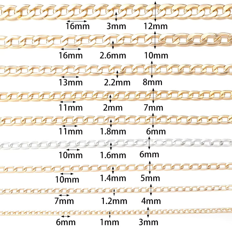 lacoogh Aluminiumketten, flache Form, Silber, Unisex - Bild 1