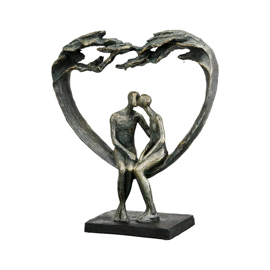 Gilde Skulptur Kiss under Tree in Bronzefarben mit Herz-Motiv, Höhe: 30 cm, Breite: 26,5 cm - Bild 2