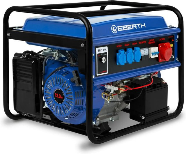 Eberth Notstromaggregat 5500 Watt mit E-Start, 3-Phasen, 1x 400V, 3x 230V, 1x 12V und AVR, Blau - Bild 1