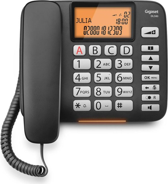 Gigaset DL580 schnurgebundenes Senioren Telefon mit großen Tasten und Freisprechfunktion in Schwarz - Bild 1