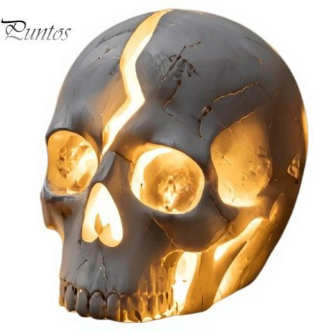 Dayuansheng Halloween Solar Totenkopfleuchte in Weiß mit Steinoptik, Gruselige Gotische Gartenleuchte für Terrasse und Weg, Wasserdichte Outdoor-Deko mit Warmweißem Licht - Bild 1