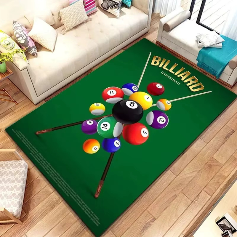 VIKAMA 8-Ball Billard Teppich mit buntem Splatter-Design, rutschfeste Matte für dein Spielzimmer, rechteckig, Multicolour - Bild 1