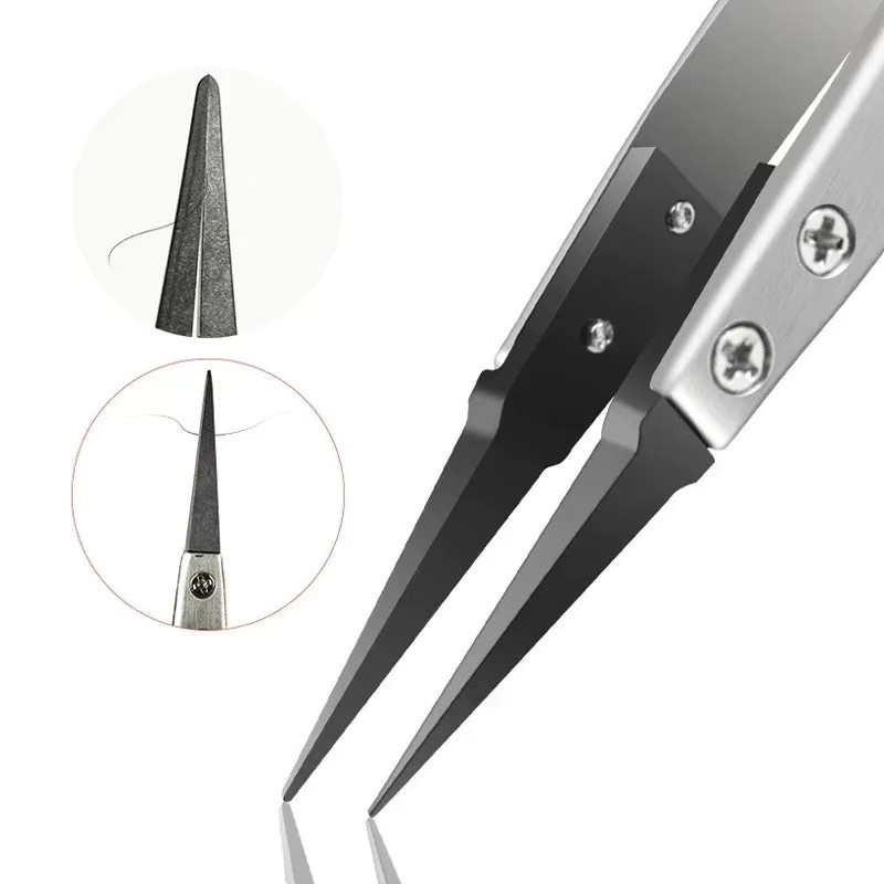 Antistatische Pinzetten, gerade und gebogen, Edelstahl und Kunststoff - Bild 2