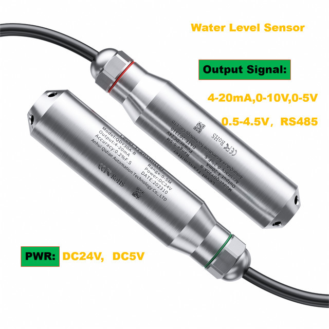XUYANGQIDIAN Hydrostatischer Flüssigkeitsstandssensor mit 304 Edelstahl Sonde, Sender für Wassertank, Silber - Bild 1