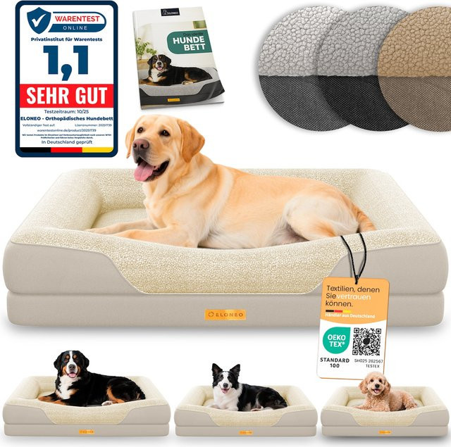 ELONEO Orthopädisches Hundebett mit Orthopedic Foam in Beige Größe L - Bild 1