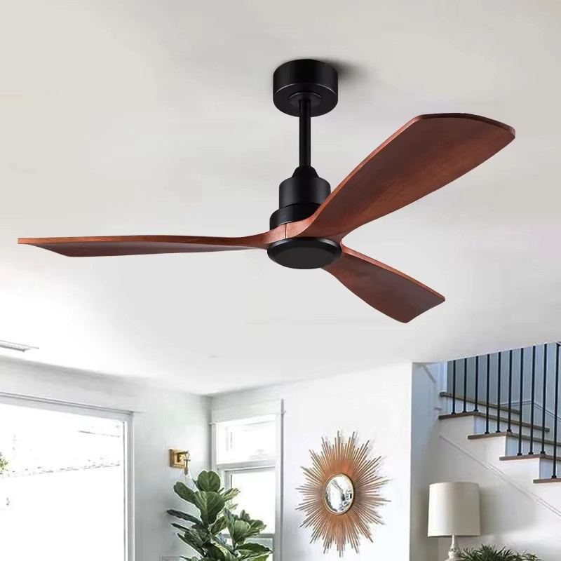 LINCCW Deckenventilator aus Holz in Braun mit 3 Flügeln und Fernbedienung, 6-stufig einstellbar, ohne Beleuchtung - Bild 2