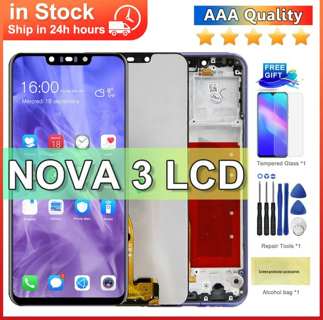 Huawei Nova 3 Ersatz LCD Display mit Touch Screen in Schwarz, 6,3 Zoll für PAR-LX1 und PAR-LX - Bild 1
