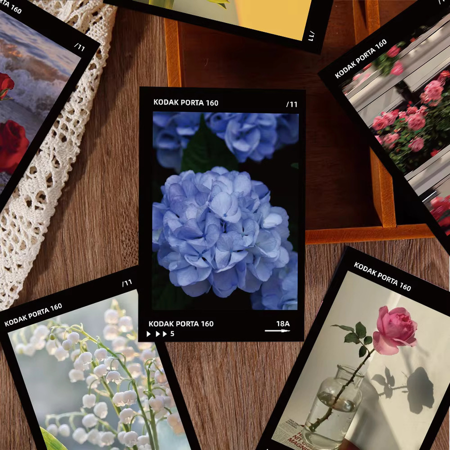 10 Stück Vintage Film-Stil Postkarten mit floralen Illustrationen zur Raumdekoration in Mehrfarben - Bild 3