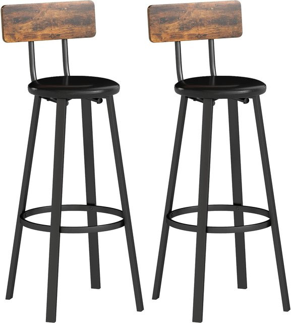 HOMCOM Barhocker im Industrial-Design aus Metall und Spanplatte mit Kunstleder in Braun und Schwarz, H x B x T: 99,5 x 36,5 x 41,5 cm - Bild 1