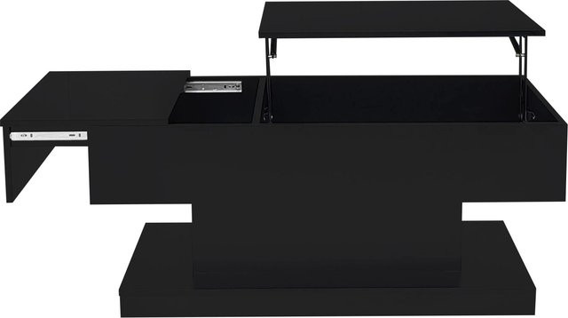 okwish Couchtisch mit Hydraulik-Lift und LED-Beleuchtung in Schwarz, B/T/H: 100 x 50 x 45 cm - Bild 1