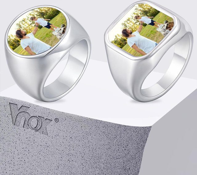 Vnox Ring Edelstahl, Silber, Unisex - Bild 1