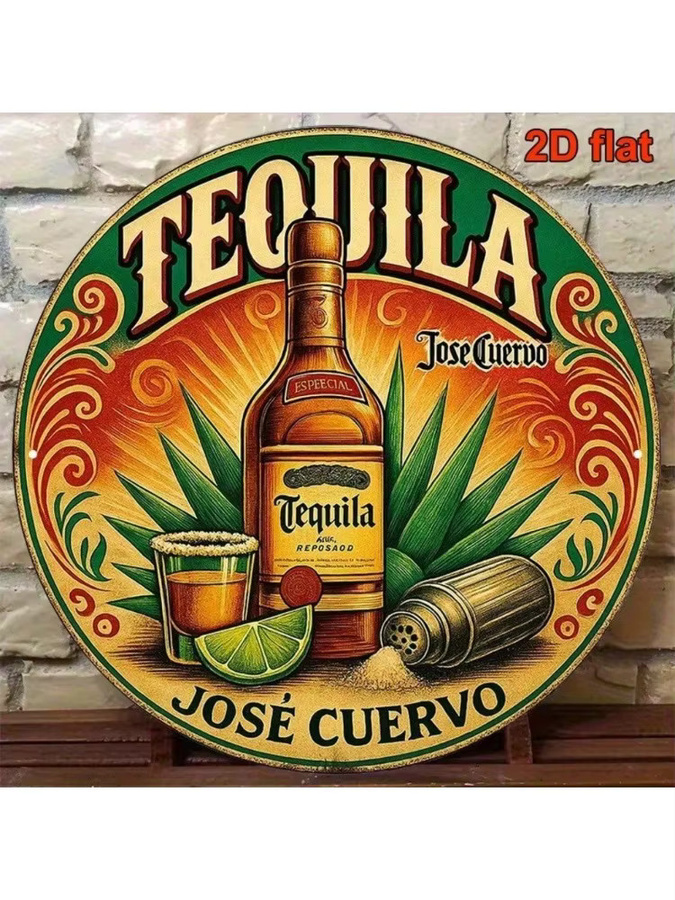Jose Cuervo Vintage Metall-Blechschild rund, Durchmesser: 20,32 cm, Mehrfarbig - Bild 2