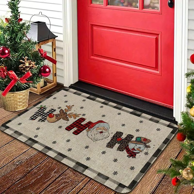 VIKAMA Weihnachts Teppich mit niedlichem Cartoon-Design als Fußmatte für Wohnzimmer, Schlafzimmer und Außenbereich - Bild 2