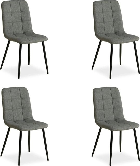 Homestyle4u 4er Set Esszimmerstühle in Grau mit Samtbezug und Metallgestell - Bild 1