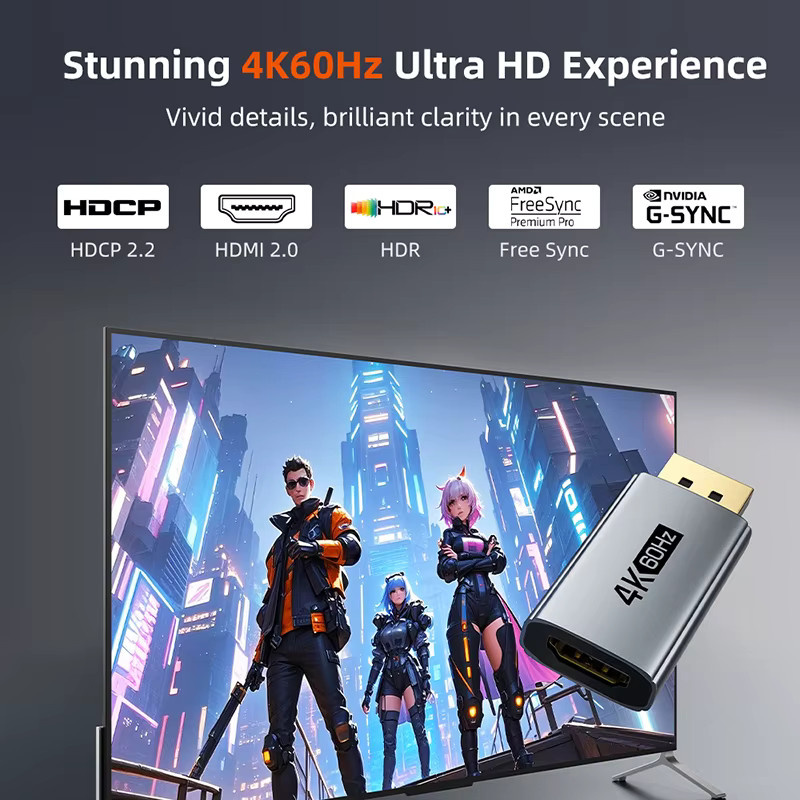 CABLETIME DisplayPort zu HDMI Adapter für 4K UHD 60Hz, DP auf HDMI Konverter für PC, Laptop und TV - Bild 3