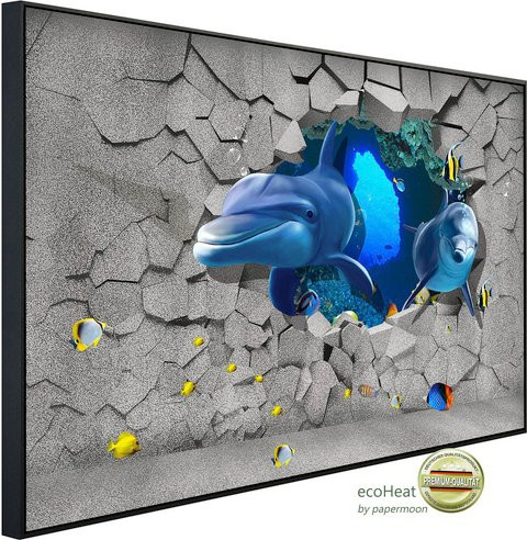 papermoon Infrarotheizung EcoHeat Unterwasserwelt mit Mauer in Bunt mit Matt-Effekt, App-Steuerung und Überhitzungsschutz - Bild 1