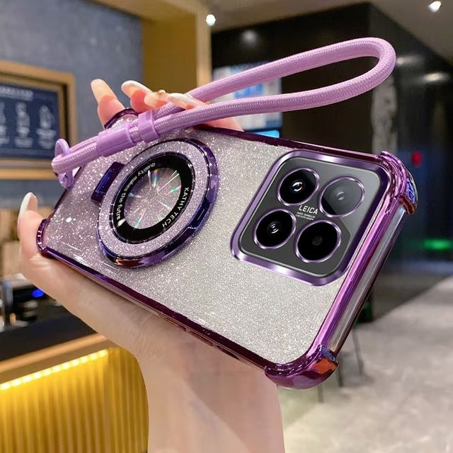 Luxus-Glitzer-Handyhülle für Motorola MOTO Edge 60 70 Fusion 50 60 Pro 40 NEO in Purple mit Handgelenkschlaufe, Ständer und stoßfester Abdeckung - Bild 1