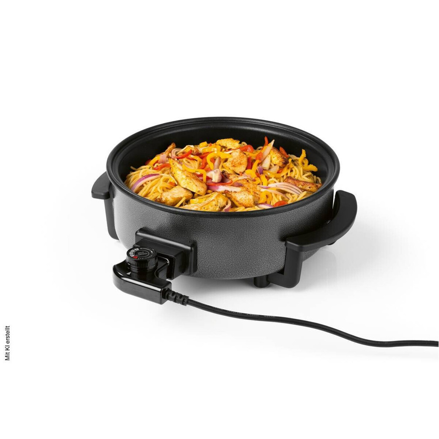 GOURMETmaxx Elektrische XXL Party-Pfanne aus Edelstahl und Glas in Schwarz B/H/T: 36,0 x 14,5 x 34,5 cm - Bild 2
