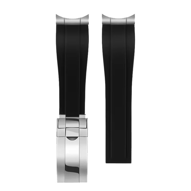 kaidini Uhrenarmband Kautschuk, Edelstahl, Schwarz, 20/21/22 mm - Bild 2