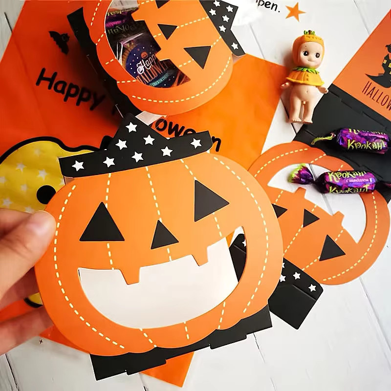 24 Stück Halloween Candy Box aus Papier in Kürbis und Geist Form, Orange, Süßigkeitenverpackung für Kinder und Erwachsene - Bild 2