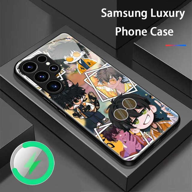 Magnetische Windbreaker Anime-Muster Handyhülle für Samsung Galaxy S20 bis S26 Serie in Schwarz und Multicolour - Bild 1