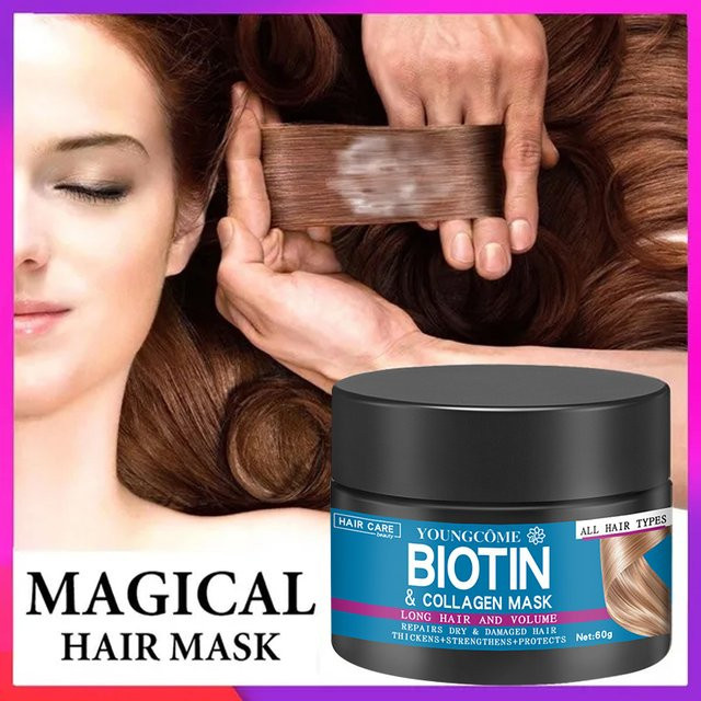 YOUNGCOME Haarmaske mit Biotin, Kollagen, Keratin, für trockenes und strapaziertes Haar - Bild 1