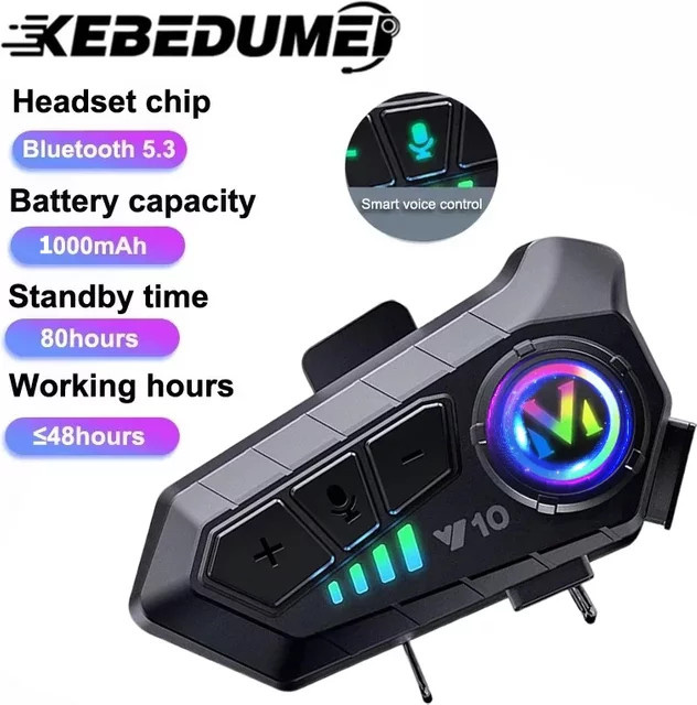 Kebidumei Bluetooth-Motorradhelm-Headset in Schwarz mit Geräuschunterdrückung und IPX6 Wasserdichtigkeit - Bild 1