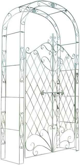 DELUKE Rosenbogen MINDEN Rankhilfe aus Metall mit Tor in Antik-Grün, B/T/H: 120 x 40 x 220 cm - Bild 1