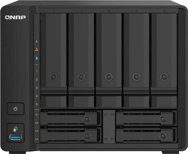 QNAP TS-932PX NAS-Server mit 4 GB RAM, 9 Schächten, 10 Gigabit Ethernet und iSCSI in Schwarz - Bild 1