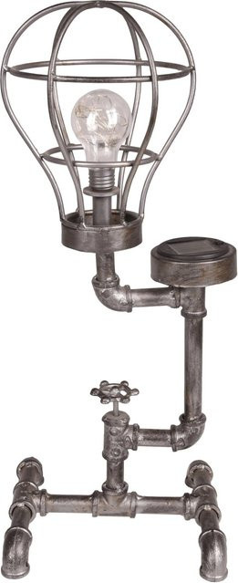 DELUKE Solar-Leuchte CELLE Gartenlampe aus Stahl in Antik-Silber, LED Tischlampe für Outdoor und Terrasse, B/T/H: 56,5 x 21 x 23 cm - Bild 1