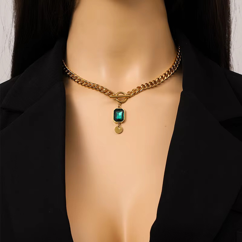 Eilieck Halskette, Edelstahl, Gold, Zirkonia, Kristall, Damen - Bild 3