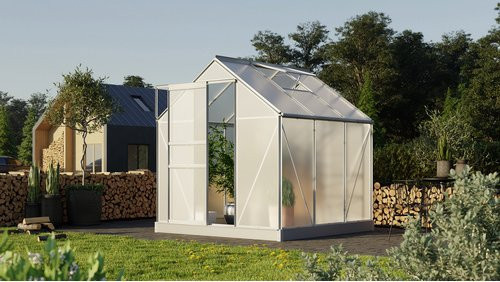 Mr. GARDENER Gewächshaus 3800/4 ET aus Aluminium und Kunststoff in Silberfarben mit 3,8 m² Fläche und winterfester Konstruktion - Bild 1