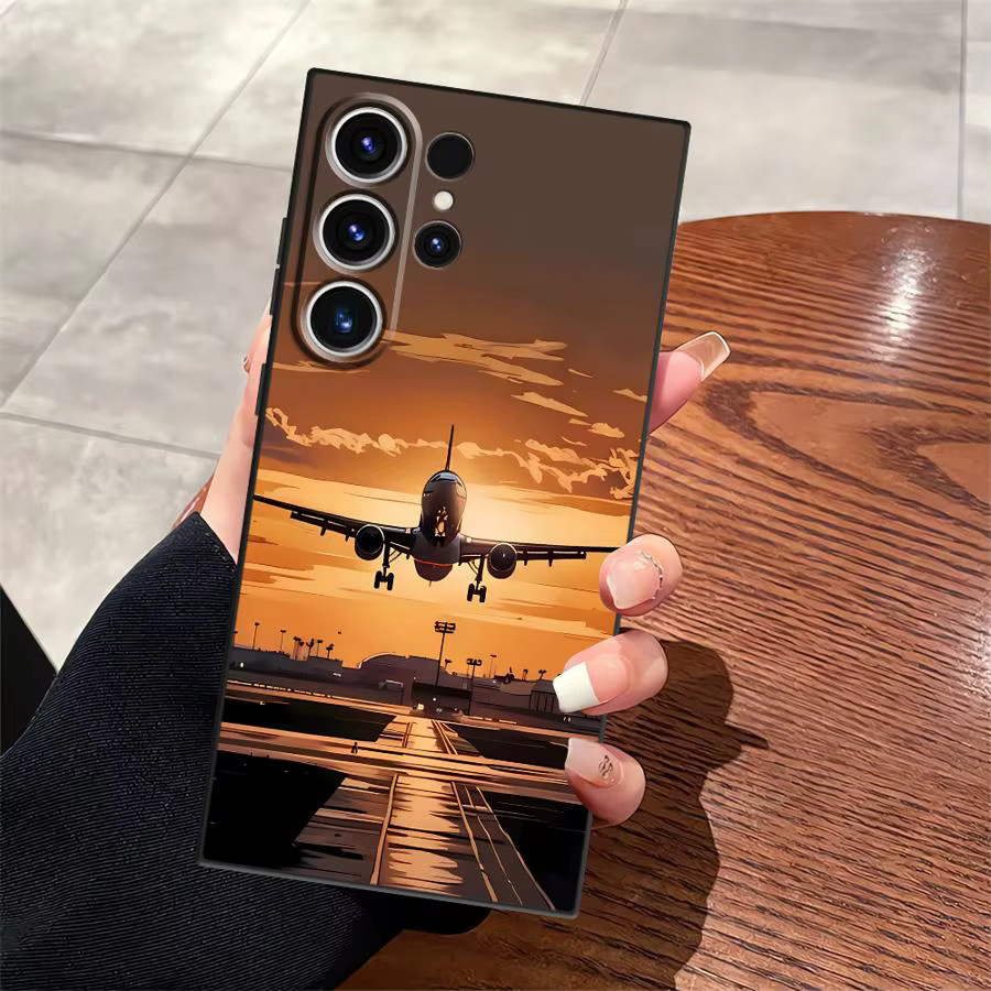 Minimalistische Flugzeughülle für Samsung Galaxy S21 S22 S23 S24 S25 Ultra und S20 Note 20 Plus in Schwarz und Multicolour, weiches Material - Bild 3