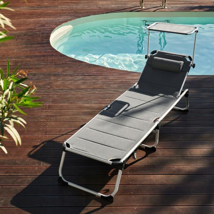 tectake Lorella Aluminium Sonnenliege gepolstert klappbar Grau Meliert B/T/H: 200 x 60,5 x 115 cm - Bild 4