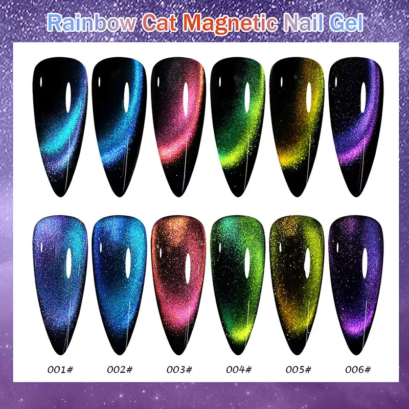 Misscheering Magnetisches Nagelgel Regenbogen Katzenauge, 8 ml, Schimmernd - Bild 3