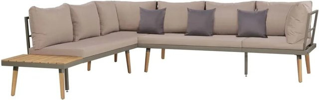 vidaXL 4-tlg Garten-Lounge-Set L-Form aus Massivholz Akazie und Stahlrahmen mit Auflagen in Braun - Bild 1