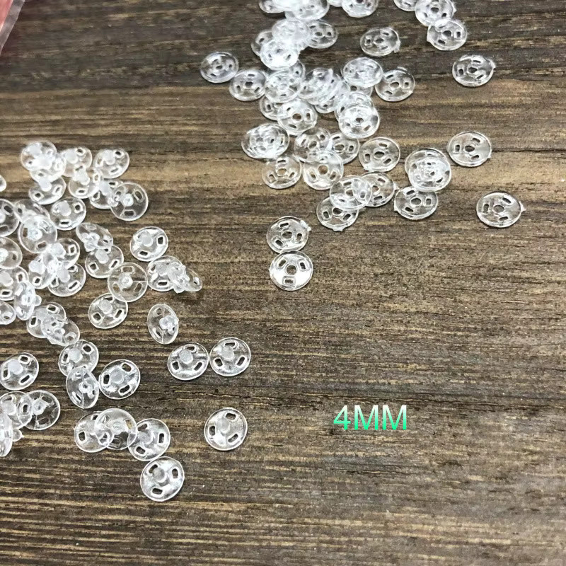 100 Stück Mini Kunststoff Druckknöpfe rund für DIY Kleidung und Pyjamas, Durchmesser: 4 mm, Farben: Weiß, Schwarz und Transparent - Bild 2