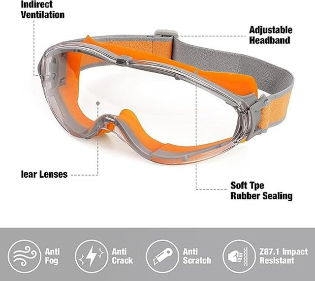 Industrie-Schutzbrille für Labor und Arbeit mit klarer Linse, über der Brille tragbar, transparent - Bild 1