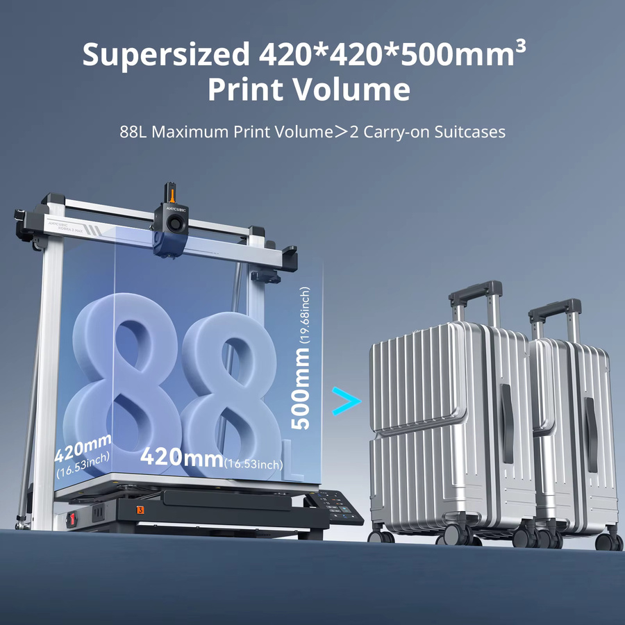 Anycubic Kobra 3 Max Combo Mehrfarbiger FDM 3D-Drucker in Schwarz mit 600mm/s Geschwindigkeit und Bauvolumen B/T/H: 500 x 420 x 420 mm - Bild 3