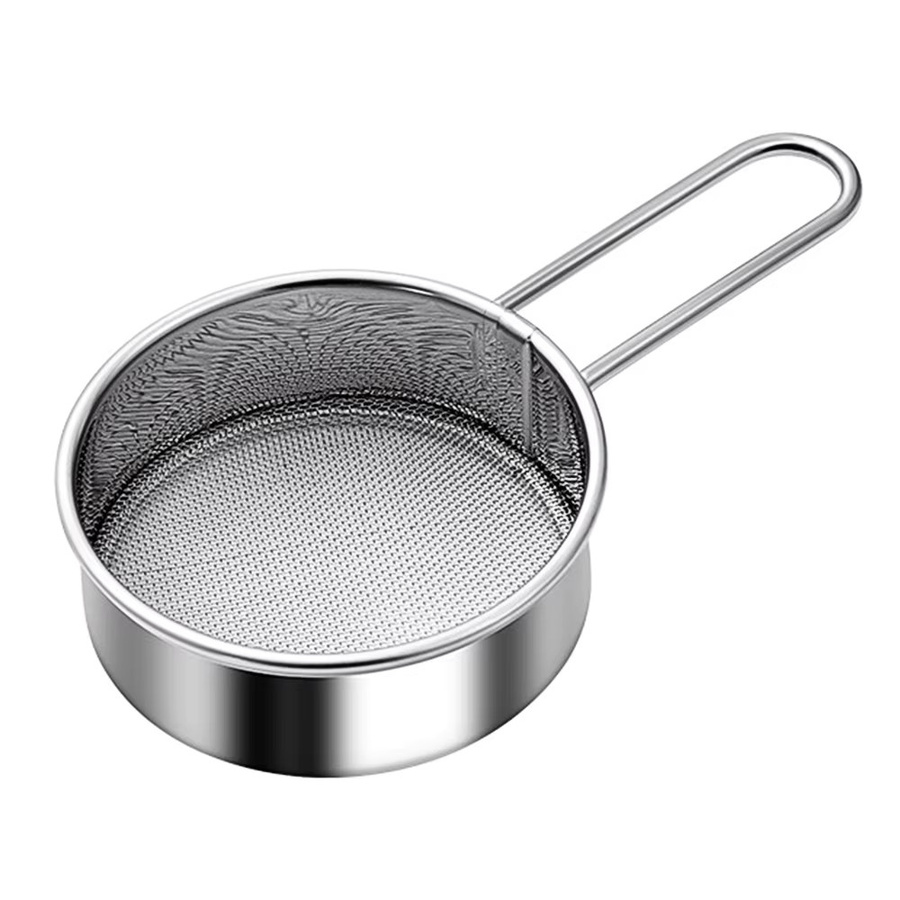 Feinmaschiges Mehlsieb aus Edelstahl in Silber für Zucker, Kakao und Matcha, rund und handgehalten - Bild 5