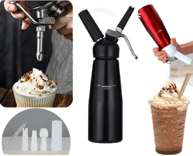 OEING Schlagsahne-Spender aus Edelstahl in Schwarz für Kuchen, Dessert und Backdekoration, 250 ml - Bild 1