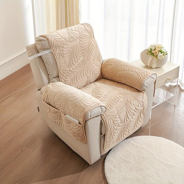 Yiran Furniture Plüsch-Stuhlbezug aus Polyester mit verstellbaren Trägern, beige/haki, Breite: 60 cm, Höhe: 225 cm - Bild 1