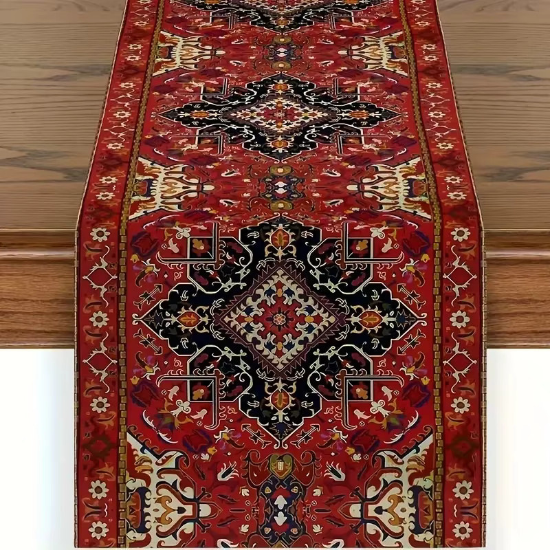 VIKAMA Bohemian Tischläufer im Persischen Vintage-Streifen-Design, Sattelrot, B/T: 183,0 x 33,0 cm - Bild 2