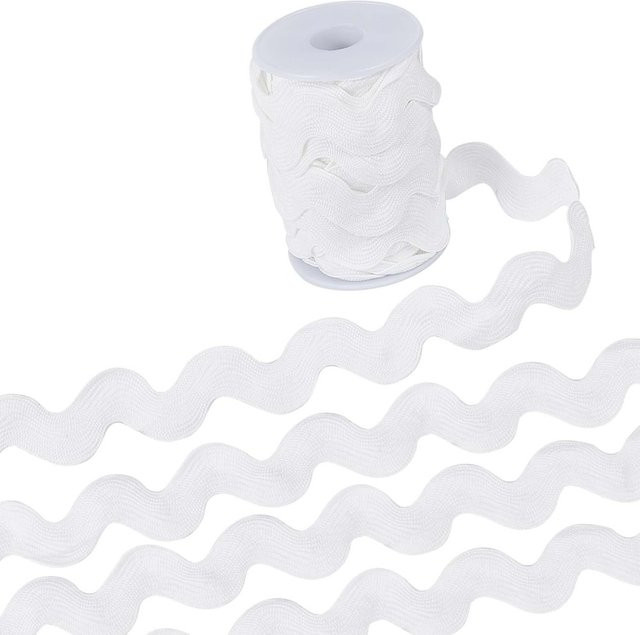 Weißes Rick Rack Band mit Wellenmuster, 9,14 Meter Länge, Breite: 2,0–3,4 cm - Bild 1