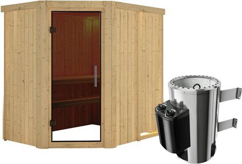 Karibu Sauna Wenden für 3 Personen mit 3,6 kW Saunaofen und integrierter Steuerung, beige - Bild 1