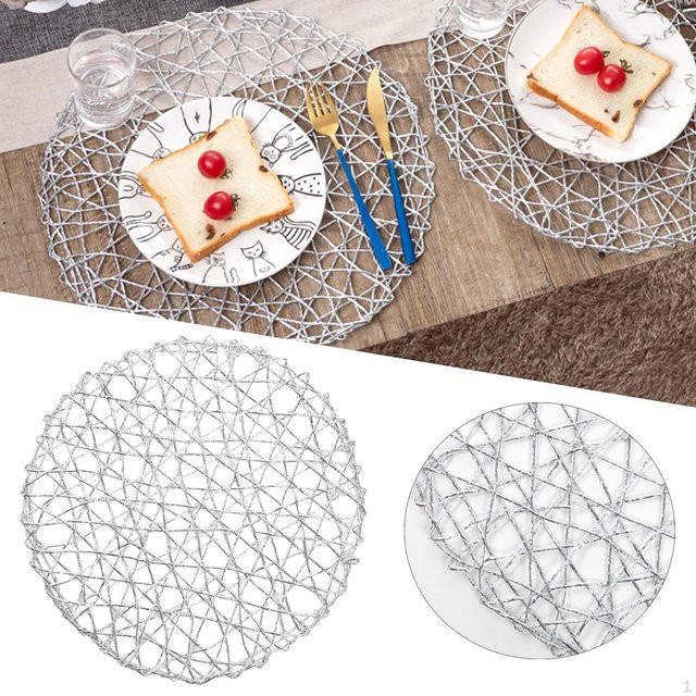 Dekorative runde Tischsets von Crafttradeonline in Silber aus Kunststoff zum Abwischen - Bild 1