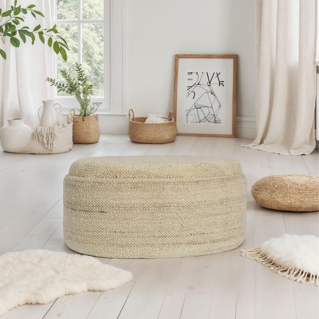 Ovaler Polsterhocker FineBuy aus Wolle mit Stauraum in Braun, B: 81 cm, H: 40 cm, T: 40 cm - Bild 1