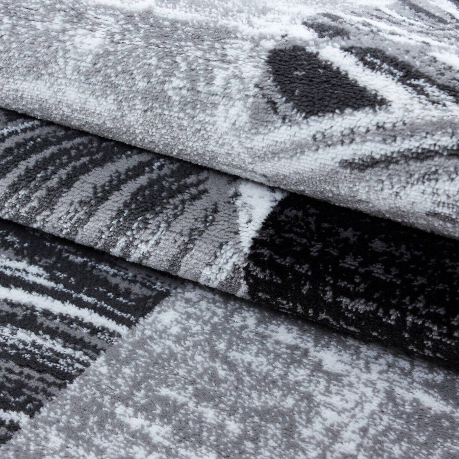 Ayyildiz Teppich PARMA in Schwarz und Grau mit abstraktem Karomuster, Vintage-Design, Breite: 80 cm, Länge: 300 cm - Bild 5