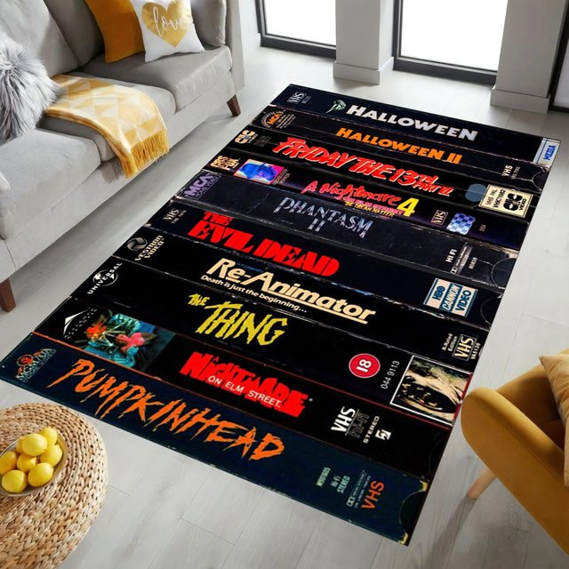 Karpetti Wohnzimmerteppich Horrorfilm Design, moderner Kunstteppich in Schwarz und Mehrfarbig, rutschfest und waschbar, B/T: 60 x 40 cm - Bild 1